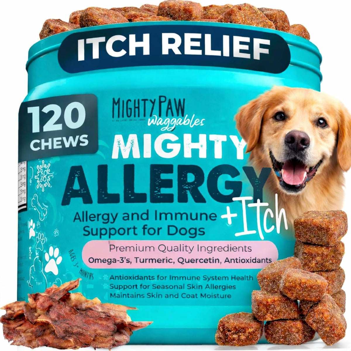 Dog Allergy Chews, Itch Relief & Immune Support, 120ct