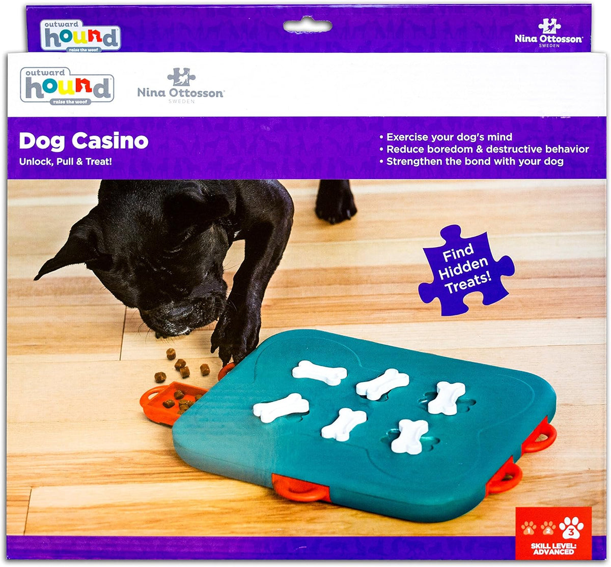 Nina Ottosson Dog Hide N' Slide Dog Toy Treat Puzzle, 11.6"