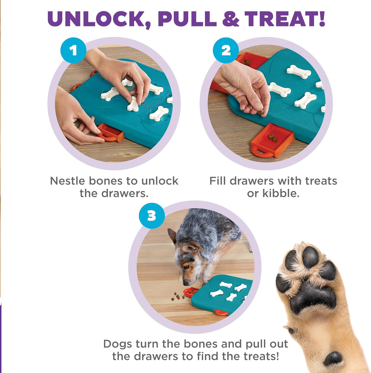 Nina Ottosson Dog Hide N' Slide Dog Toy Treat Puzzle, 11.6"