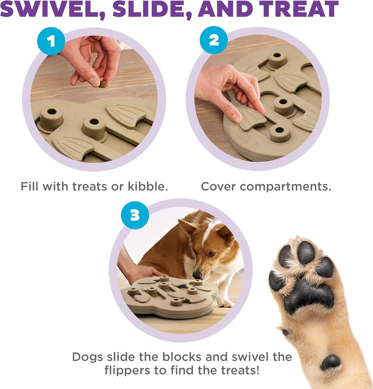 Nina Ottosson Dog Hide N' Slide Dog Toy Treat Puzzle, 11.6"