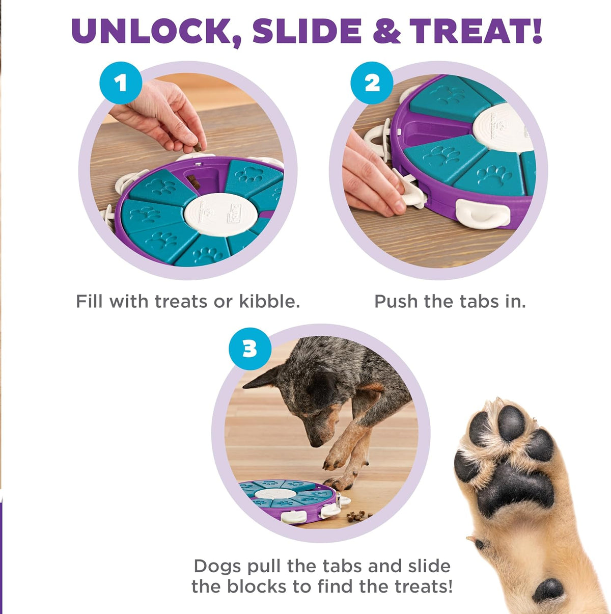 Nina Ottosson Dog Hide N' Slide Dog Toy Treat Puzzle, 11.6"
