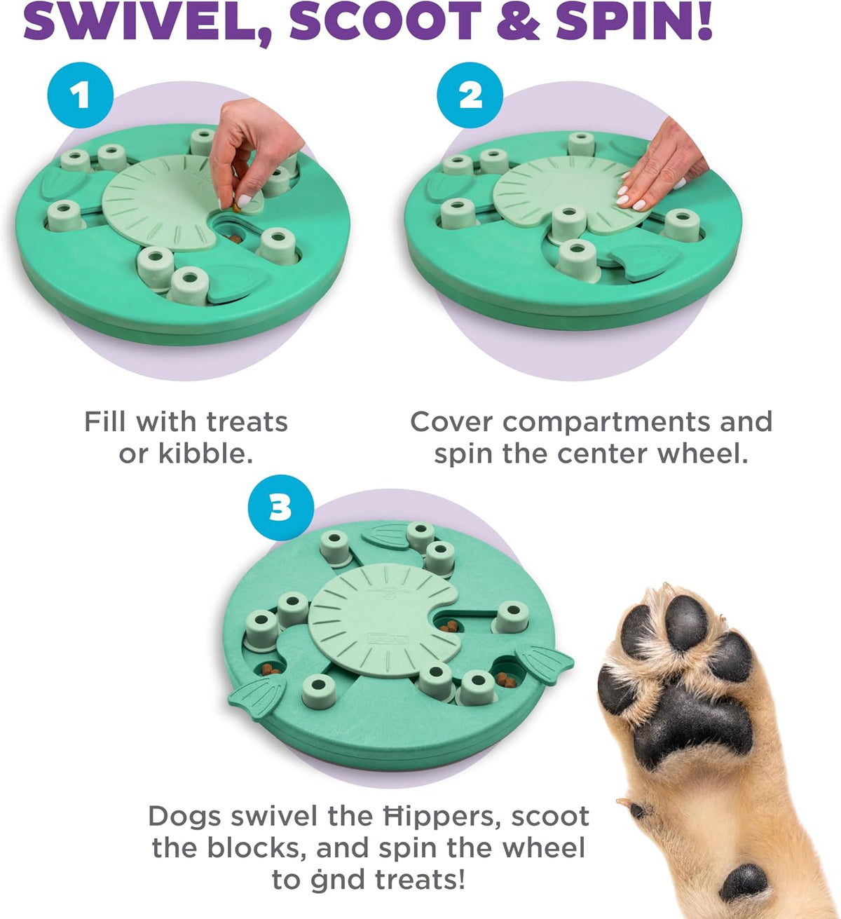Nina Ottosson Dog Hide N' Slide Dog Toy Treat Puzzle, 11.6"