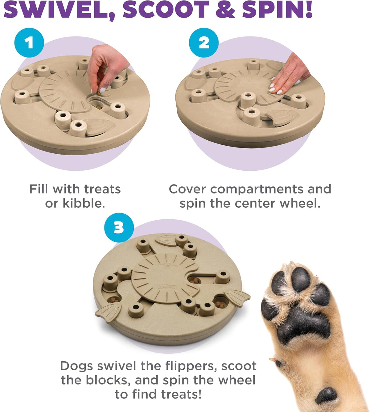 Nina Ottosson Dog Hide N' Slide Dog Toy Treat Puzzle, 11.6"