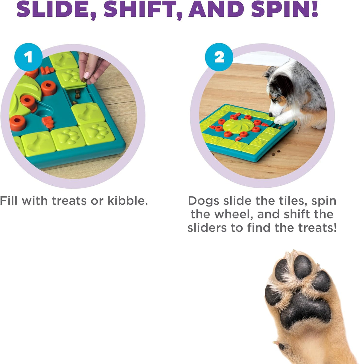 Nina Ottosson Dog Hide N' Slide Dog Toy Treat Puzzle, 11.6"