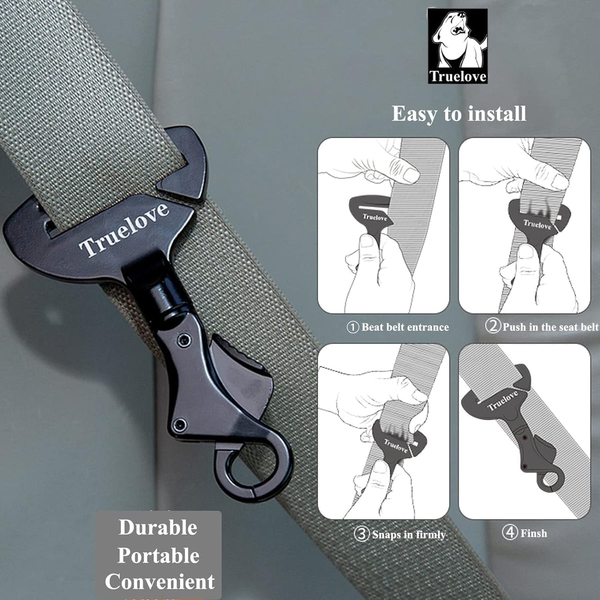 Truelove Vehicle Seat Belt Safety Buckle Lock, Dog Seat Belt Clip Universal Dog Car Restraint - Dog Seatbelt Lock - Portable Vehicle Seatbelt Harness for Pet Car Travel