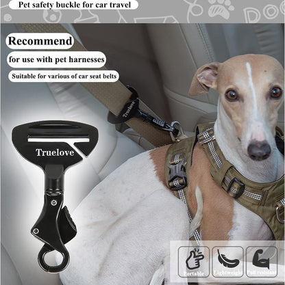 Truelove Vehicle Seat Belt Safety Buckle Lock, Dog Seat Belt Clip Universal Dog Car Restraint - Dog Seatbelt Lock - Portable Vehicle Seatbelt Harness for Pet Car Travel