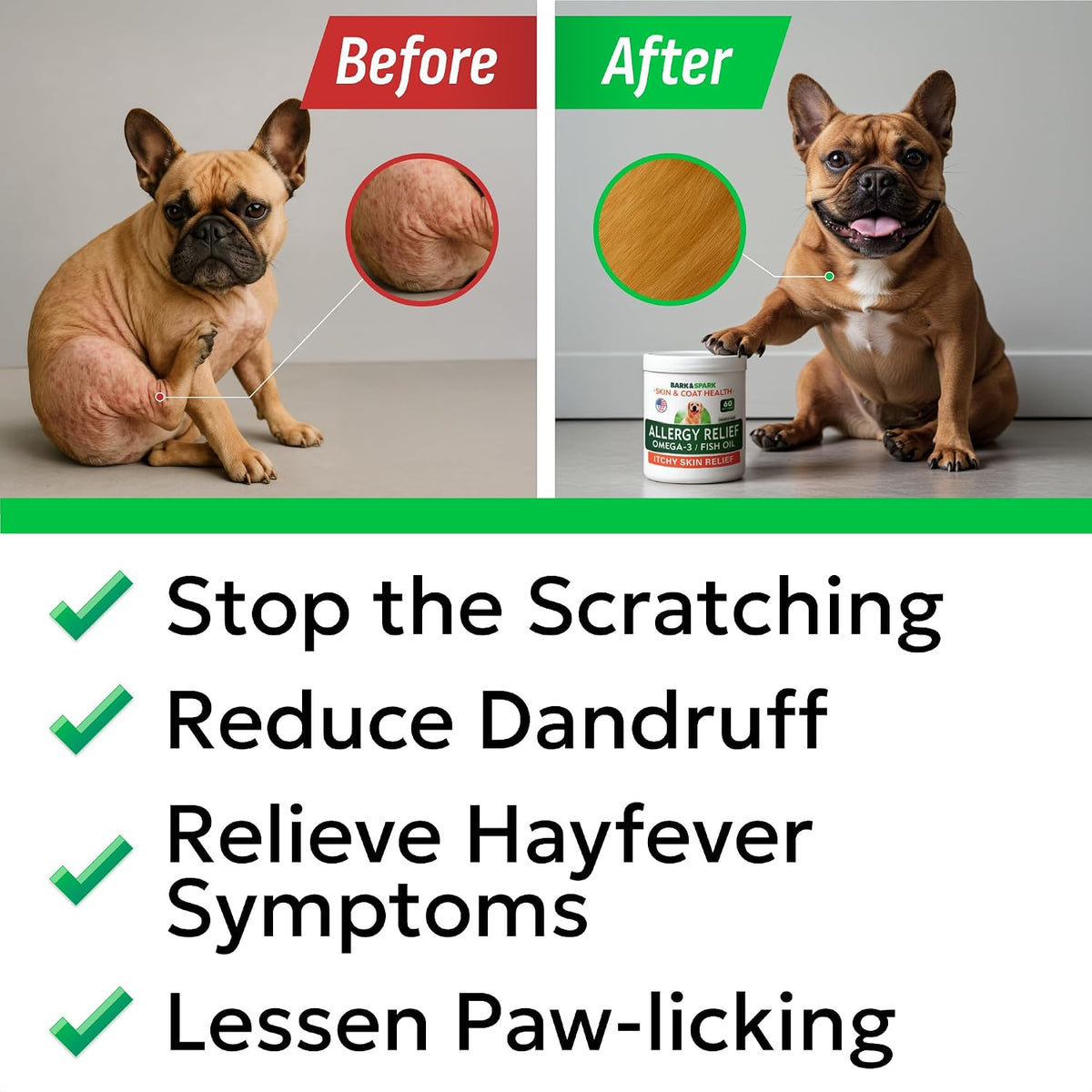 Dog Allergy Relief Chews - Skin Health & Anti-Itch Supplement with Omega-3