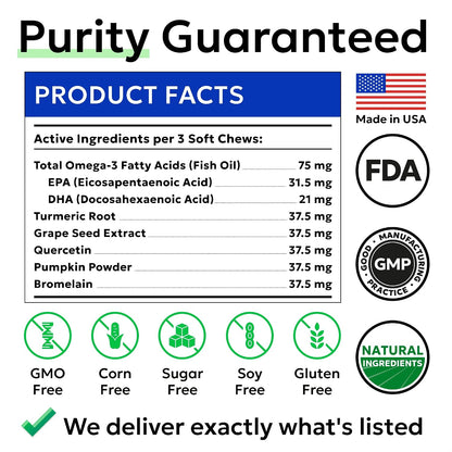 Dog Allergy Relief Chews - Skin Health & Anti-Itch Supplement with Omega-3