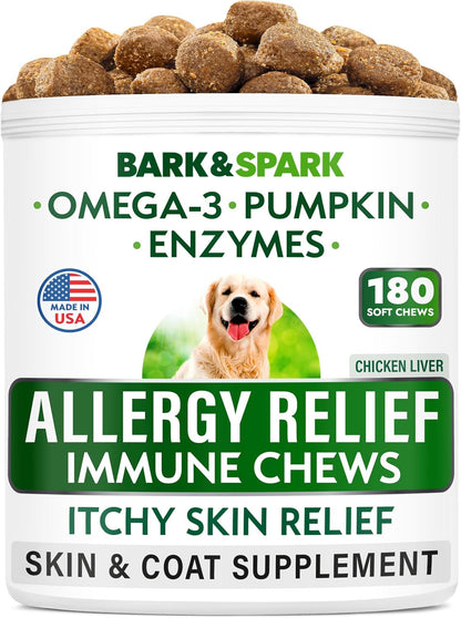 Dog Allergy Relief Chews - Skin Health & Anti-Itch Supplement with Omega-3