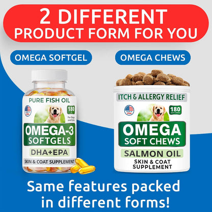 Dog Allergy Relief Chews - Skin Health & Anti-Itch Supplement with Omega-3