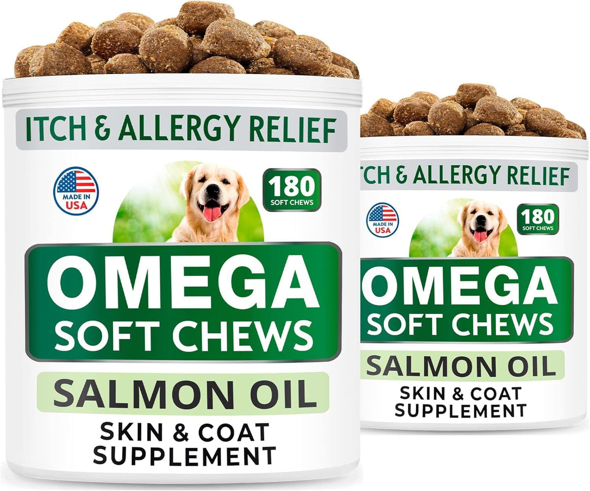 Dog Allergy Relief Chews - Skin Health & Anti-Itch Supplement with Omega-3