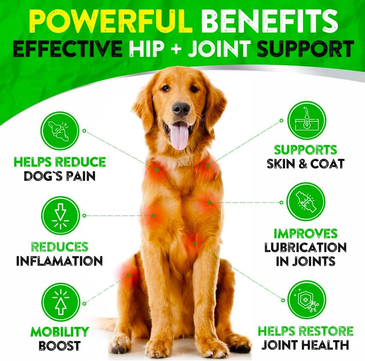 Hemp Hip and Joint Supplement for Dogs - Glucosamine for Dogs - 170 Ct