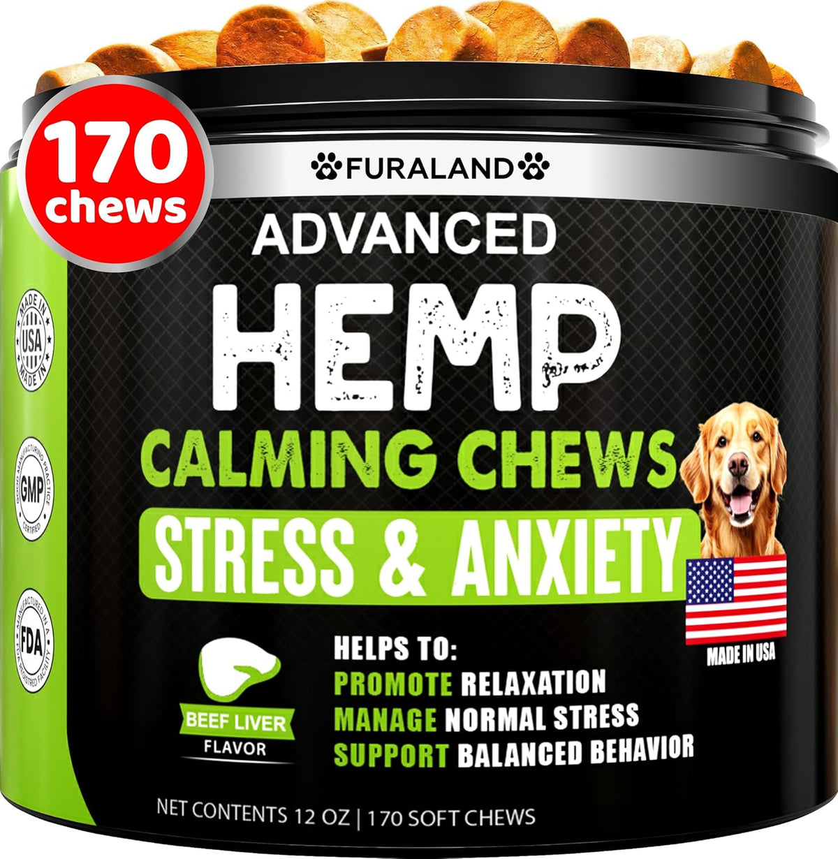 Hemp Hip and Joint Supplement for Dogs - Glucosamine for Dogs - 170 Ct