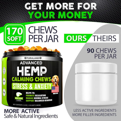 Hemp Hip and Joint Supplement for Dogs - Glucosamine for Dogs - 170 Ct