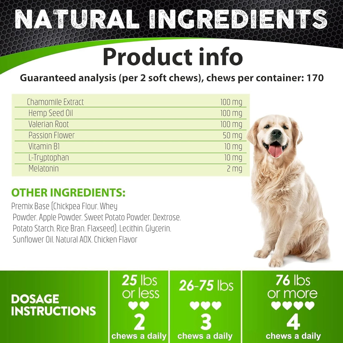 Hemp Hip and Joint Supplement for Dogs - Glucosamine for Dogs - 170 Ct