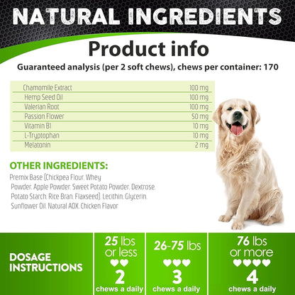 Hemp Hip and Joint Supplement for Dogs - Glucosamine for Dogs - 170 Ct