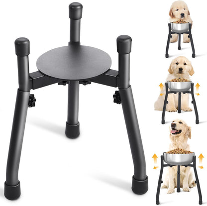 Adjustable Raised Metal Dog Bowl Stand, 3 Heights, Bowl Not Included