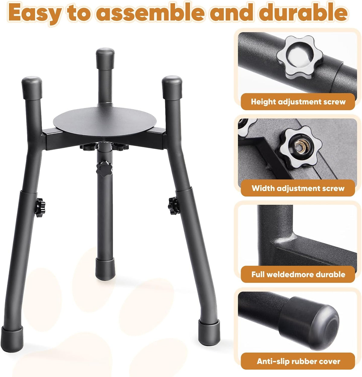 Adjustable Raised Metal Dog Bowl Stand, 3 Heights, Bowl Not Included