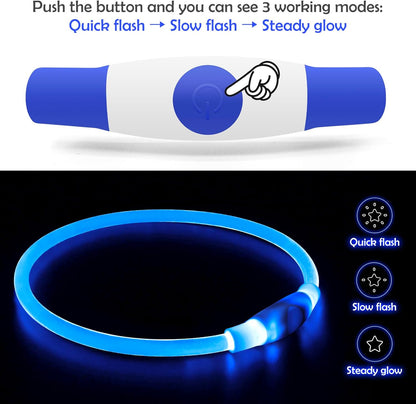 Light up Dog Collar, USB Rechargeable Led Flash Dog Necklace