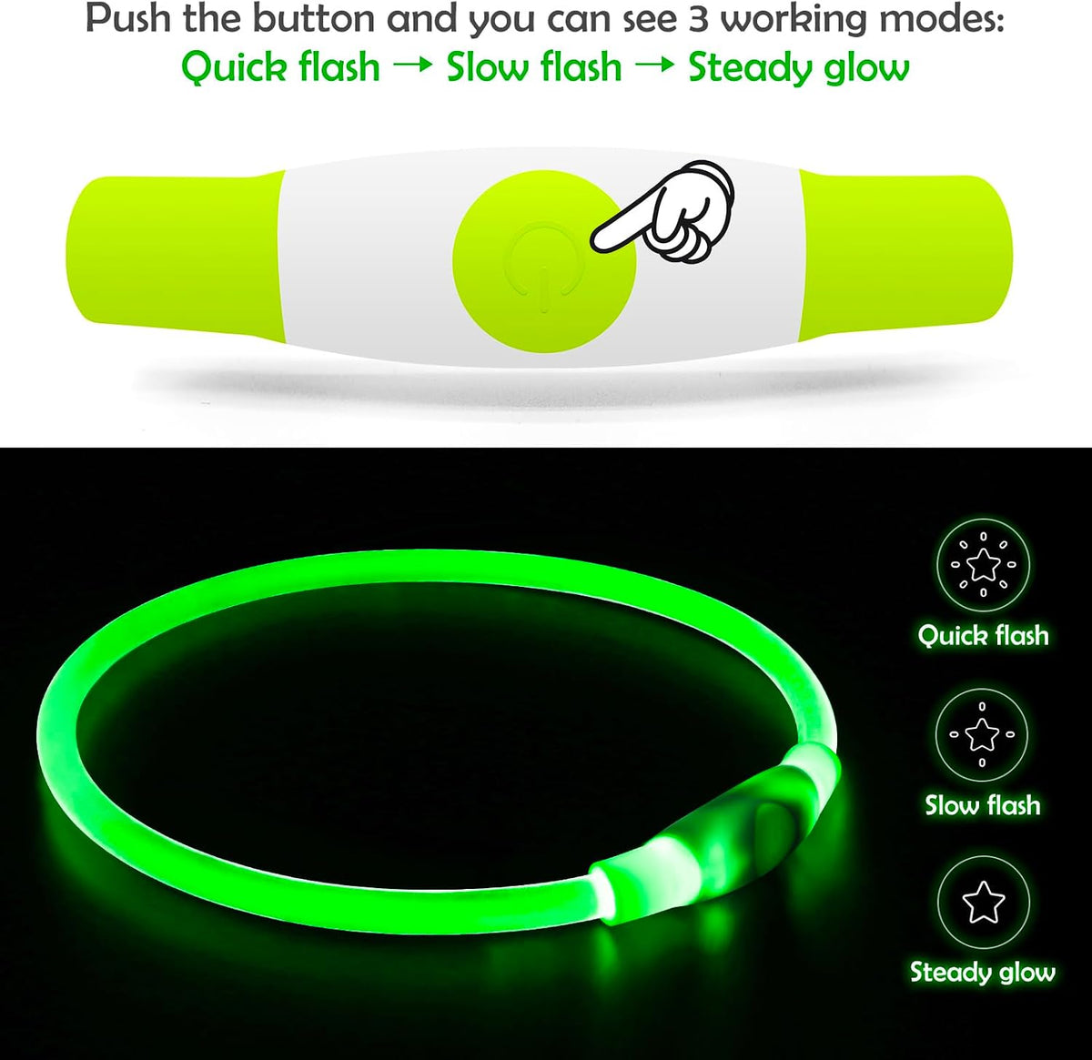 Light up Dog Collar, USB Rechargeable Led Flash Dog Necklace