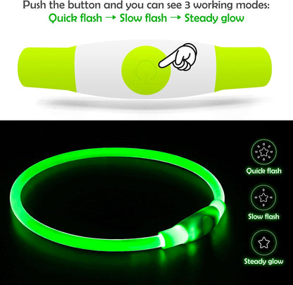 Light up Dog Collar, USB Rechargeable Led Flash Dog Necklace