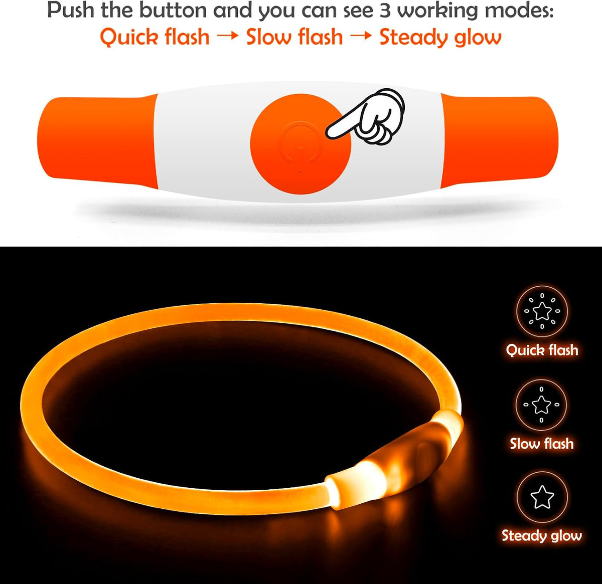 Light up Dog Collar, USB Rechargeable Led Flash Dog Necklace