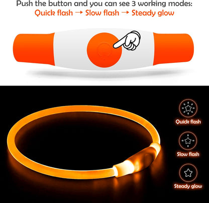 Light up Dog Collar, USB Rechargeable Led Flash Dog Necklace