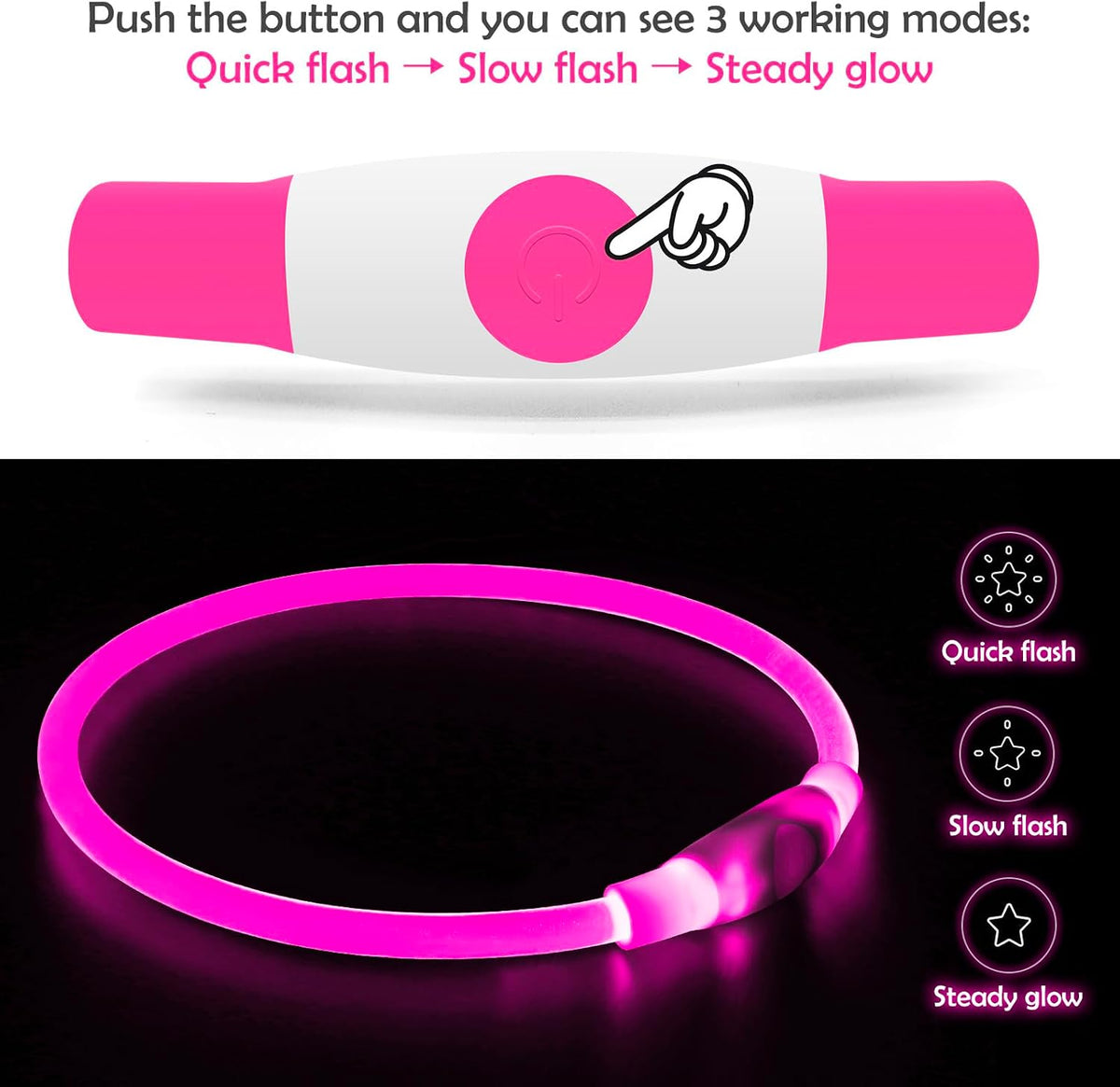 Light up Dog Collar, USB Rechargeable Led Flash Dog Necklace