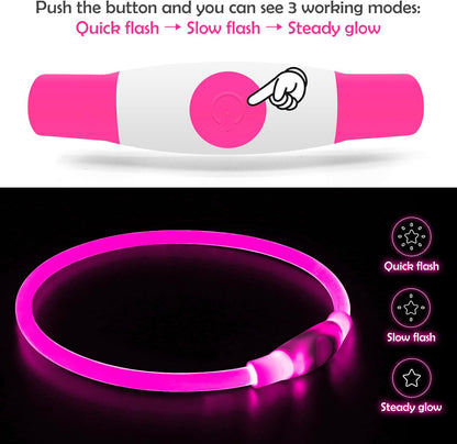 Light up Dog Collar, USB Rechargeable Led Flash Dog Necklace