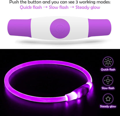 Light up Dog Collar, USB Rechargeable Led Flash Dog Necklace