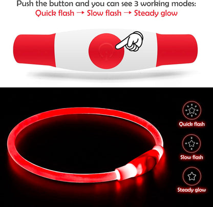 Light up Dog Collar, USB Rechargeable Led Flash Dog Necklace