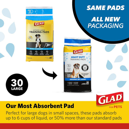 Glad for Pets XL Charcoal Training Pads, Heavy Duty, 24x24 in, 30 Count