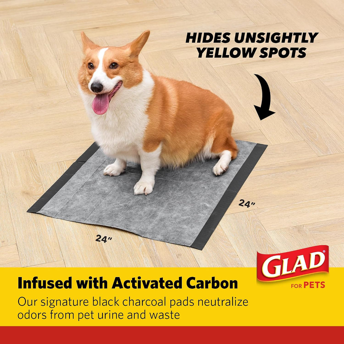 Glad for Pets XL Charcoal Training Pads, Heavy Duty, 24x24 in, 30 Count