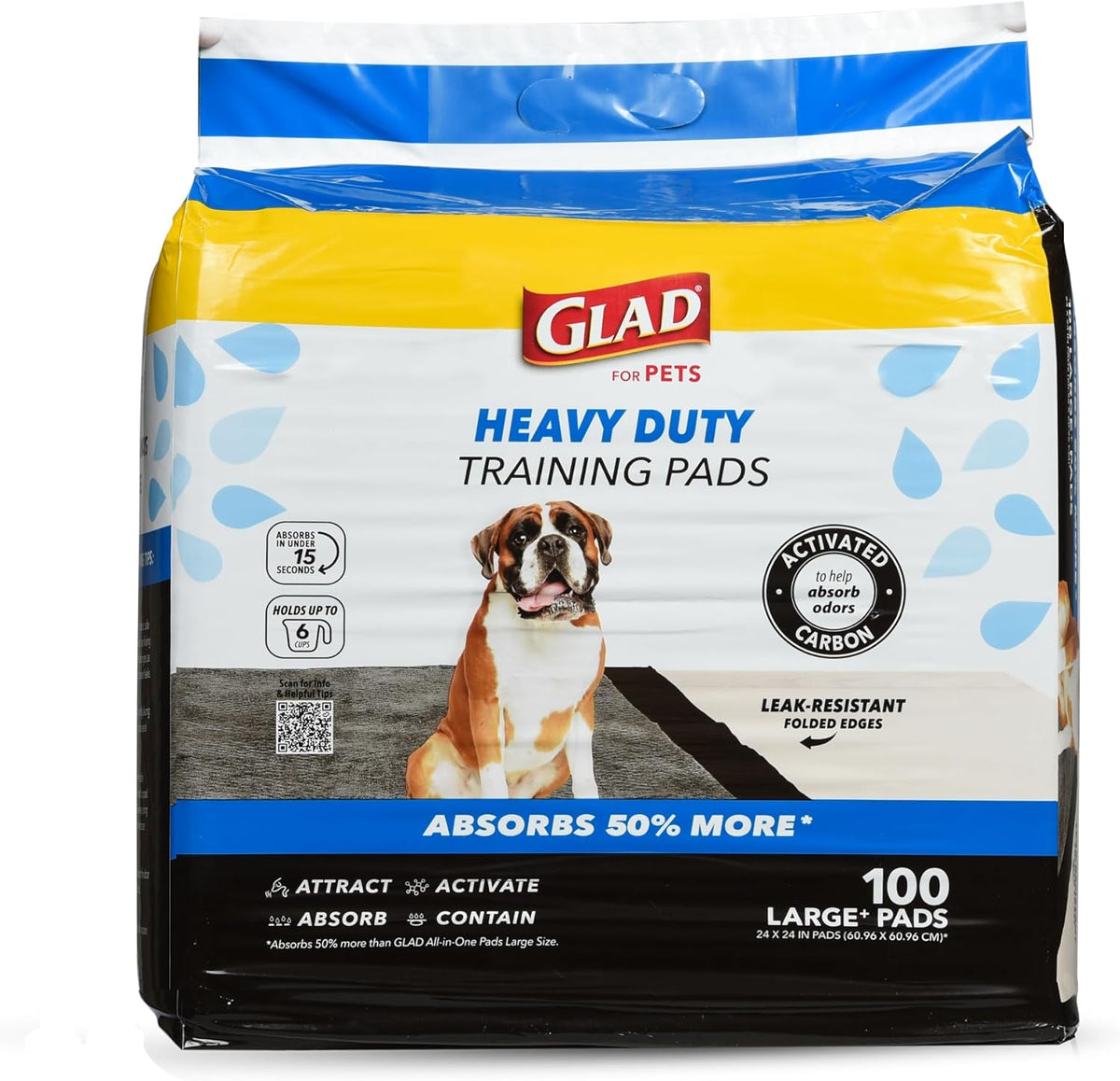 Glad for Pets XL Charcoal Training Pads, Heavy Duty, 24x24 in, 30 Count