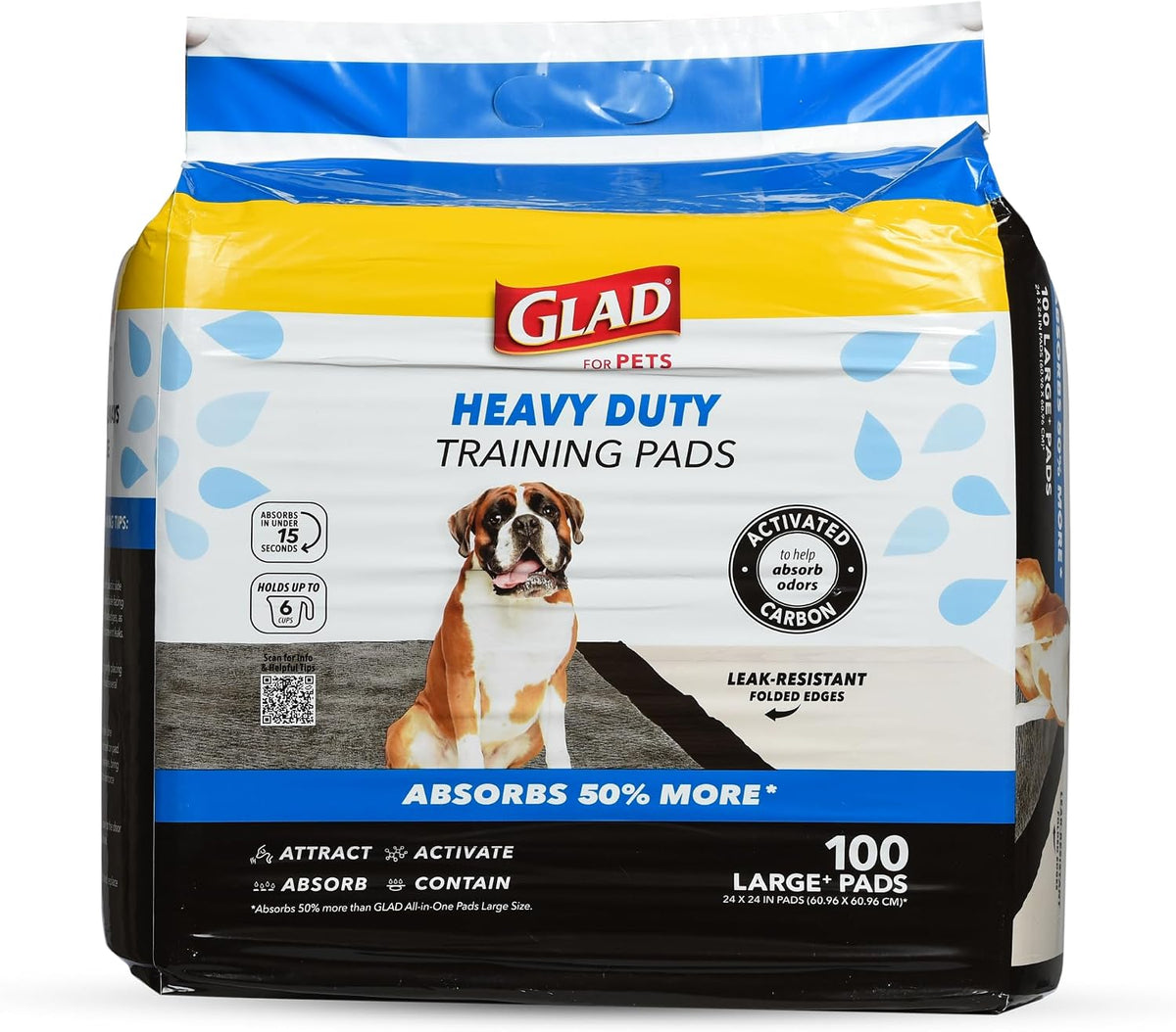 Glad for Pets XL Charcoal Training Pads, Heavy Duty, 24x24 in, 30 Count