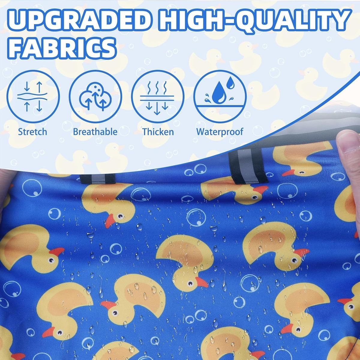 Dog Raincoat with Hood & Harness Built-in, Waterproof Dog Rain Jacket Slicker Poncho Reflective Vest Clothes for Rainy Snowy Winter Cold Days, Blue Duck M
