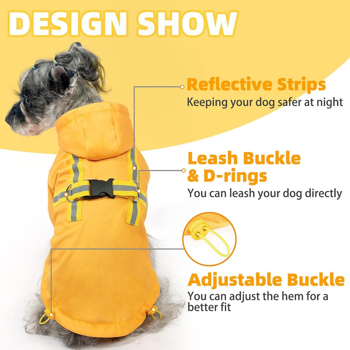 Dog Raincoat with Hood & Harness Built-in, Waterproof Dog Rain Jacket Slicker Poncho Reflective Vest Clothes for Rainy Snowy Winter Cold Days, Blue Duck M