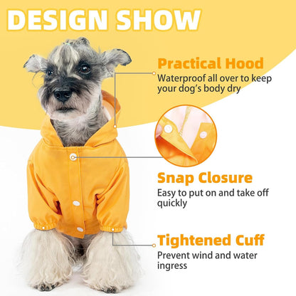 Dog Raincoat with Hood & Harness Built-in, Waterproof Dog Rain Jacket Slicker Poncho Reflective Vest Clothes for Rainy Snowy Winter Cold Days, Blue Duck M