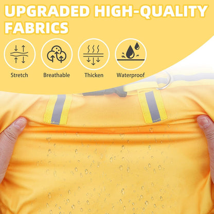Dog Raincoat with Hood & Harness Built-in, Waterproof Dog Rain Jacket Slicker Poncho Reflective Vest Clothes for Rainy Snowy Winter Cold Days, Blue Duck M