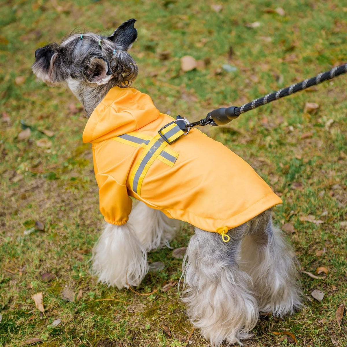 Dog Raincoat with Hood & Harness Built-in, Waterproof Dog Rain Jacket Slicker Poncho Reflective Vest Clothes for Rainy Snowy Winter Cold Days, Blue Duck M