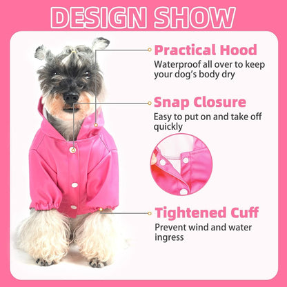 Dog Raincoat with Hood & Harness Built-in, Waterproof Dog Rain Jacket Slicker Poncho Reflective Vest Clothes for Rainy Snowy Winter Cold Days, Blue Duck M