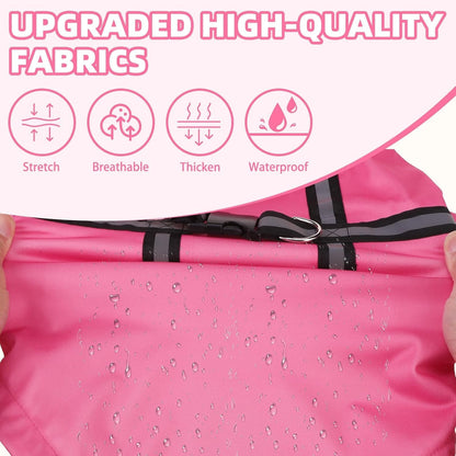 Dog Raincoat with Hood & Harness Built-in, Waterproof Dog Rain Jacket Slicker Poncho Reflective Vest Clothes for Rainy Snowy Winter Cold Days, Blue Duck M