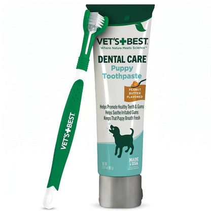 Dog Toothpaste & Toothbrush Dental Care Kit, With Brush 3.5 oz | Enzymatic Toothpaste for Dogs, Toothbrush & Finger Brush Included, Helps Remove Plaque & Freshen Dog Breath, Vet Formulated