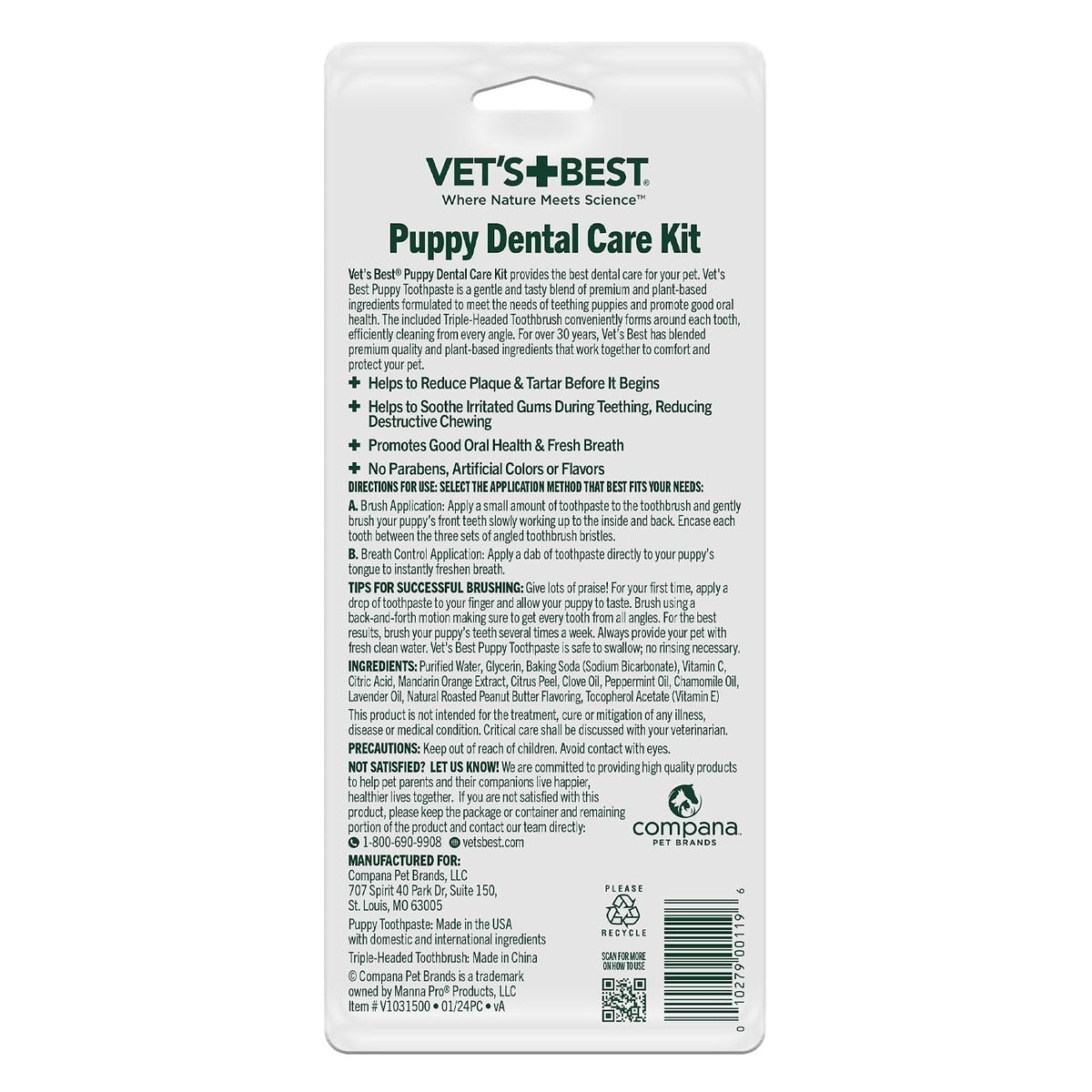 Dog Toothpaste & Toothbrush Dental Care Kit, With Brush 3.5 oz | Enzymatic Toothpaste for Dogs, Toothbrush & Finger Brush Included, Helps Remove Plaque & Freshen Dog Breath, Vet Formulated