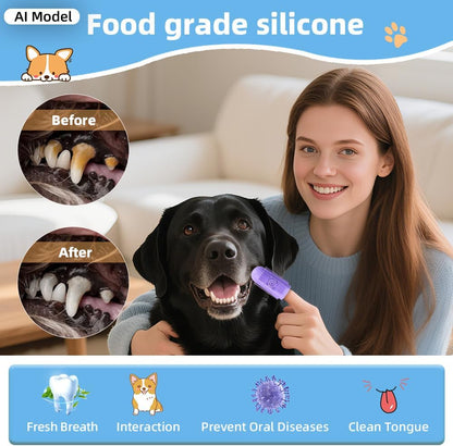 6Pcs Silicone Dog Toothbrush,360° Dog Tooth Brushing Kit,Finger Toothbrush,Cat Tooth Brush,Teeth Cleaning,Dogs Cats Teeth Cleaning Dental Care