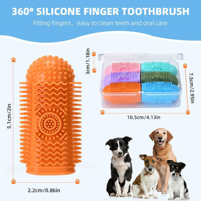 6Pcs Silicone Dog Toothbrush,360° Dog Tooth Brushing Kit,Finger Toothbrush,Cat Tooth Brush,Teeth Cleaning,Dogs Cats Teeth Cleaning Dental Care