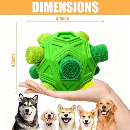 Dog Snuffle Ball-Interactive Puzzle Dog Toys Encourage Natural Foraging Skills Slow Feeder for Training and Stress Relief, Cloth Strip Hiding Food Dog Toys with Squeaky Carrot Toy for Any Size