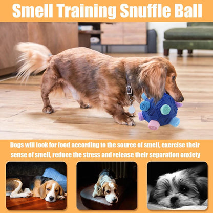Dog Snuffle Ball-Interactive Puzzle Dog Toys Encourage Natural Foraging Skills Slow Feeder for Training and Stress Relief, Cloth Strip Hiding Food Dog Toys with Squeaky Carrot Toy for Any Size