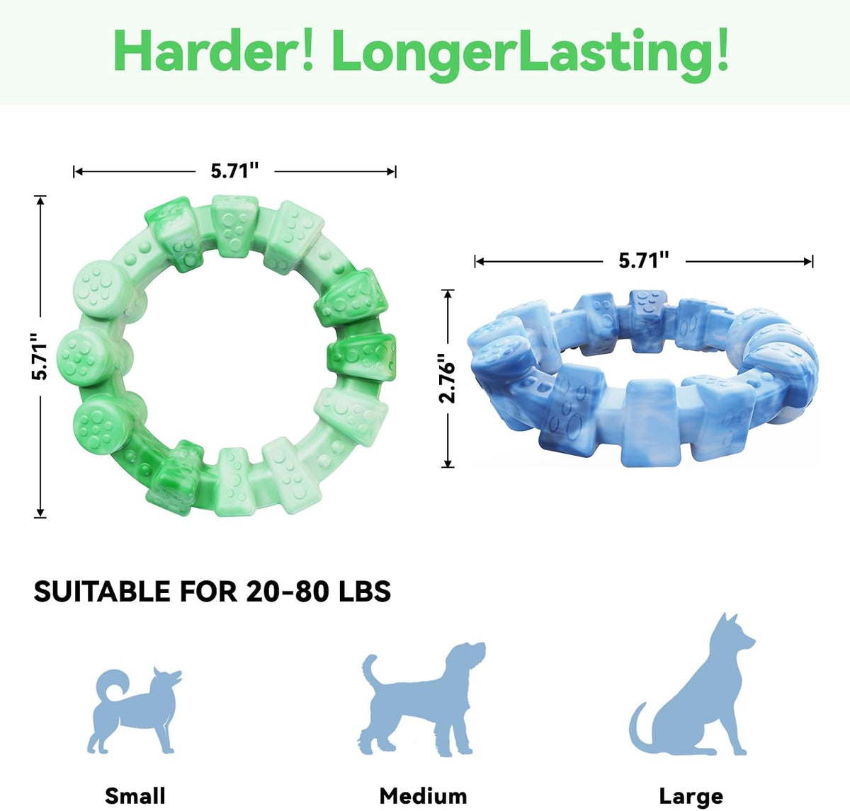 2 Pack Indestructible Dog Chew Toys for Aggressive Chewers