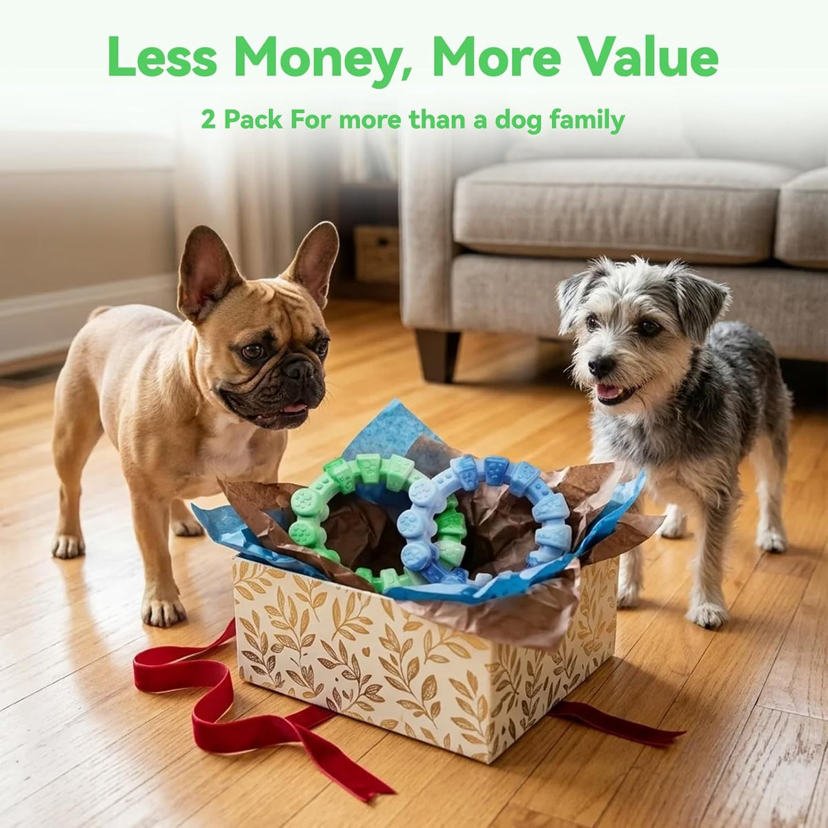 2 Pack Indestructible Dog Chew Toys for Aggressive Chewers